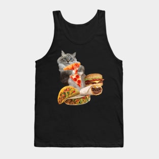 Taco Pizza Burrito Burger Cat Tank Top